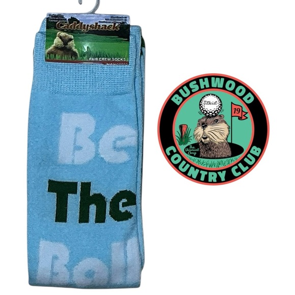 Caddy Shack Movie Golf Novelty Crew Socks Unisex Women 7-13 Men 6-12 Blue NWT - Picture 16 of 16